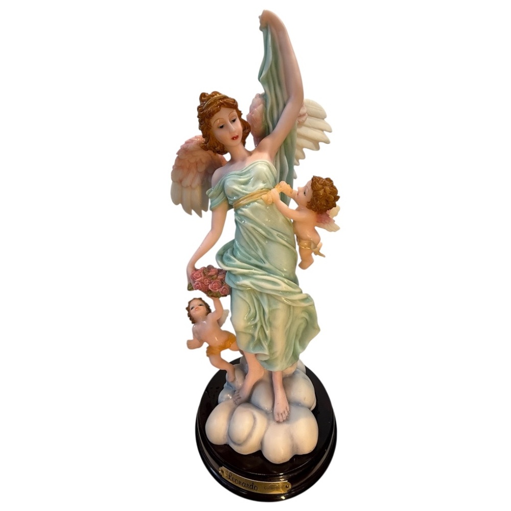 Leonardo Collection Fairy Angel with Baby Angel Statue Figurine - 15" Large 1997